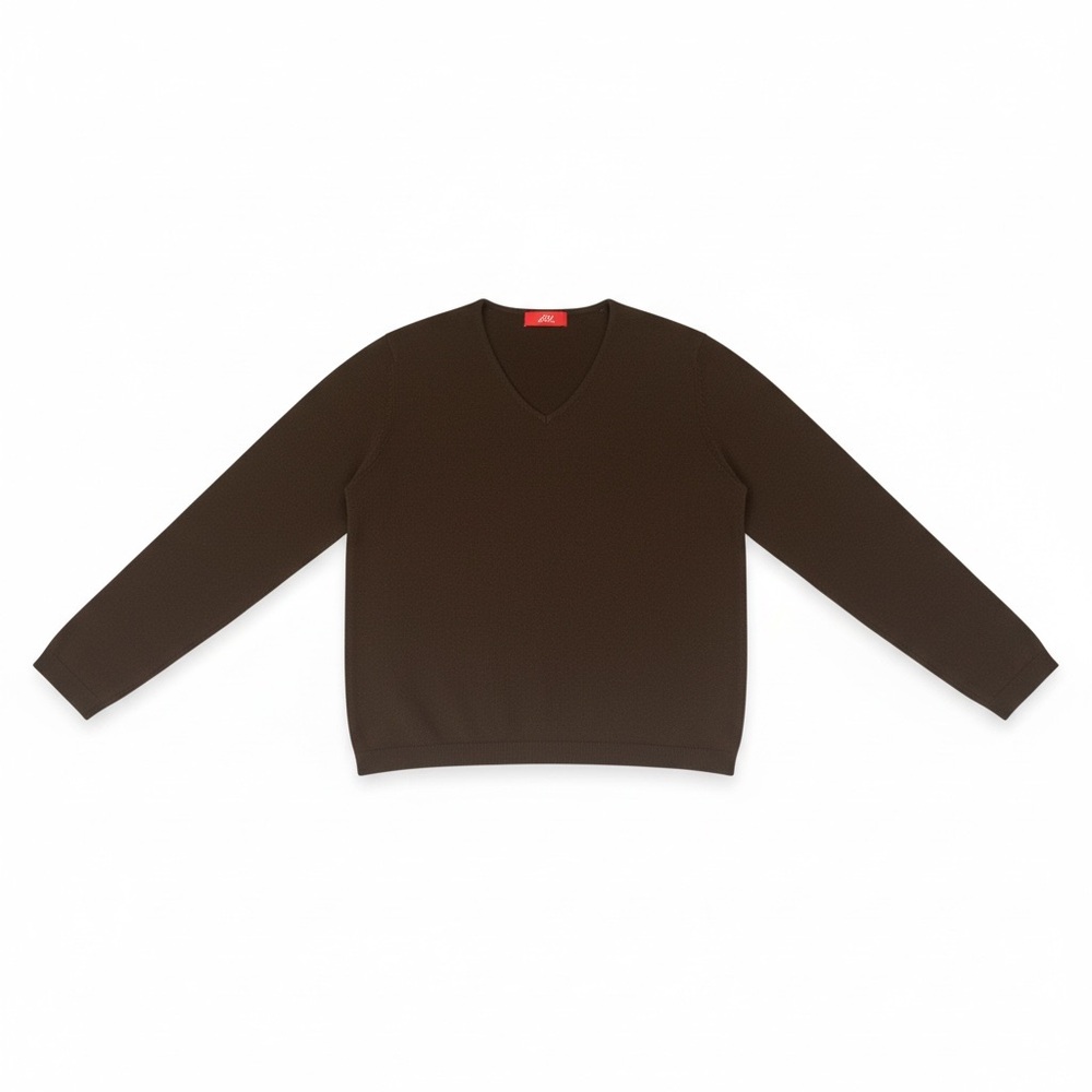 Vintage Anne Klein Wool  V-Neck Sweater in Esspresso